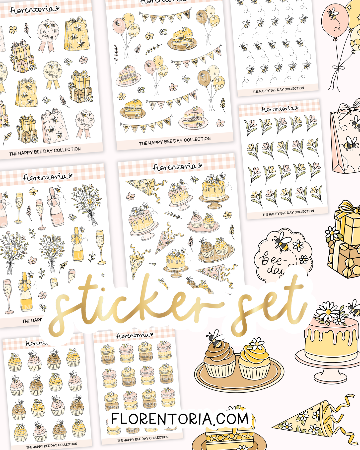 Happy Bee Day Sticker Set