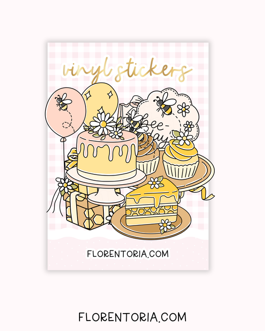 Happy Bee Day Set Of 8 Vinyl Stickers