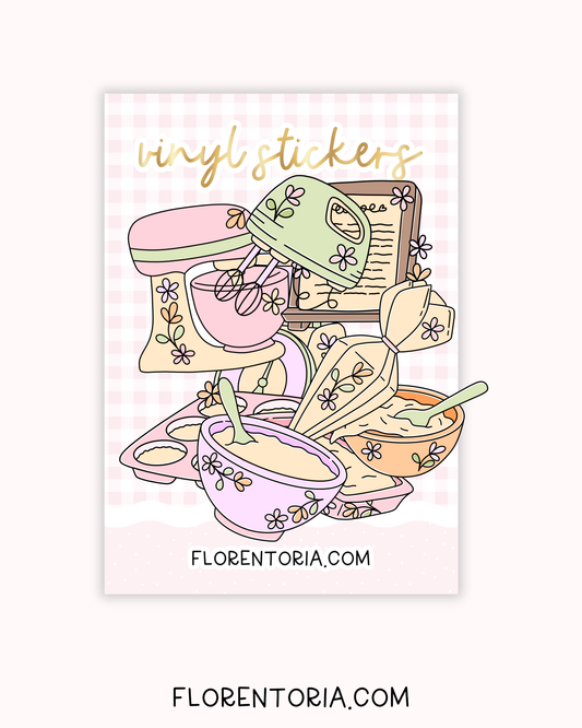 Buttercup Baking Set Of 8 Vinyl Stickers