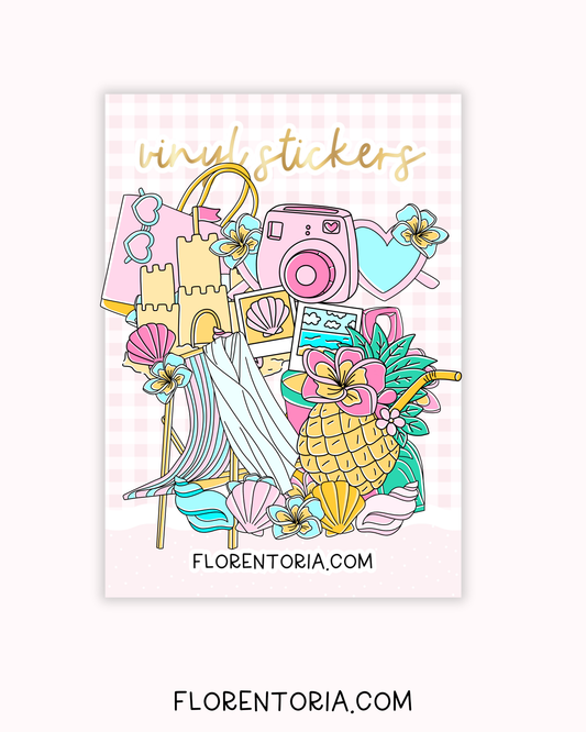 Beach Days Set Of 8 Vinyl Stickers