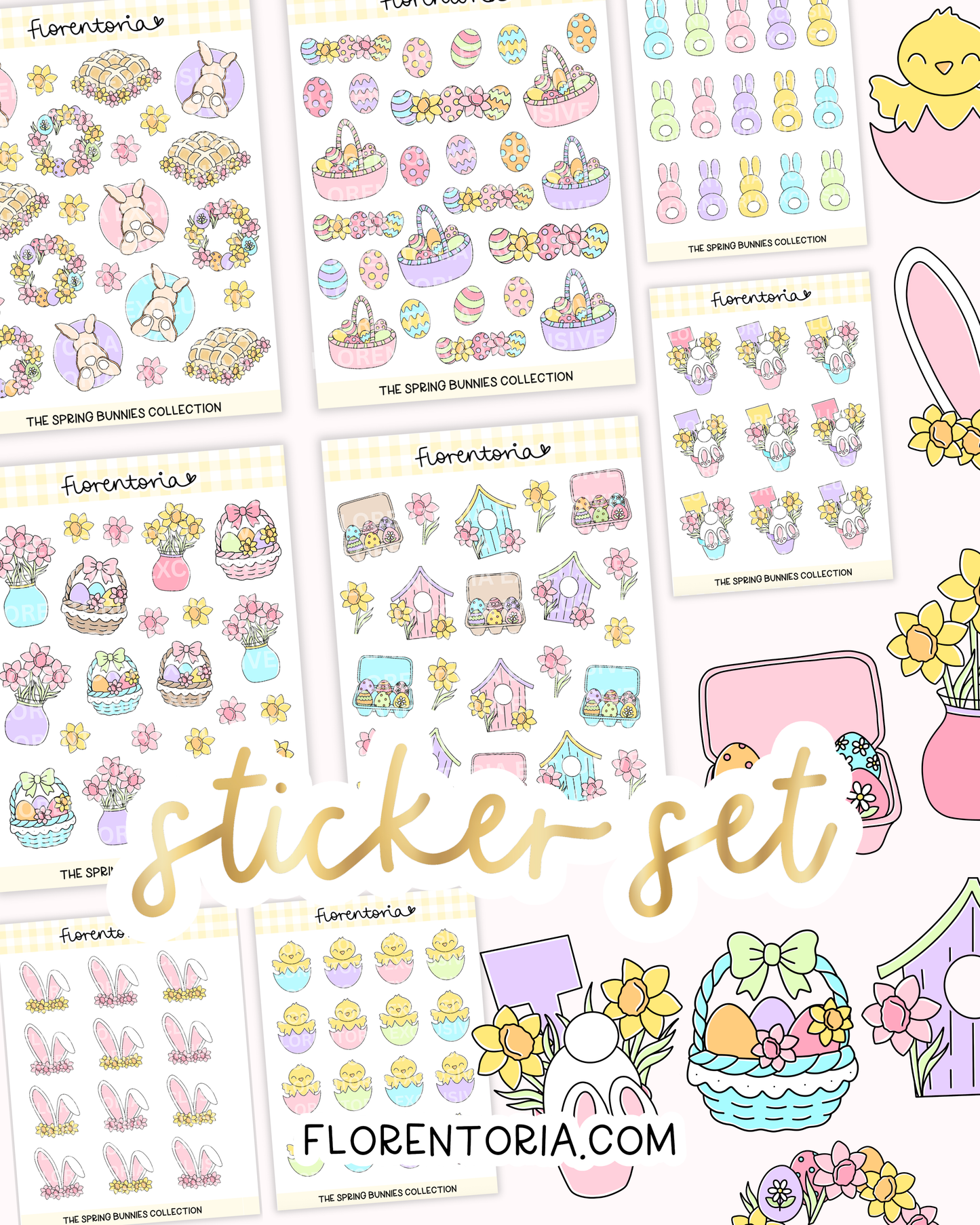 Spring Bunnies Sticker Set