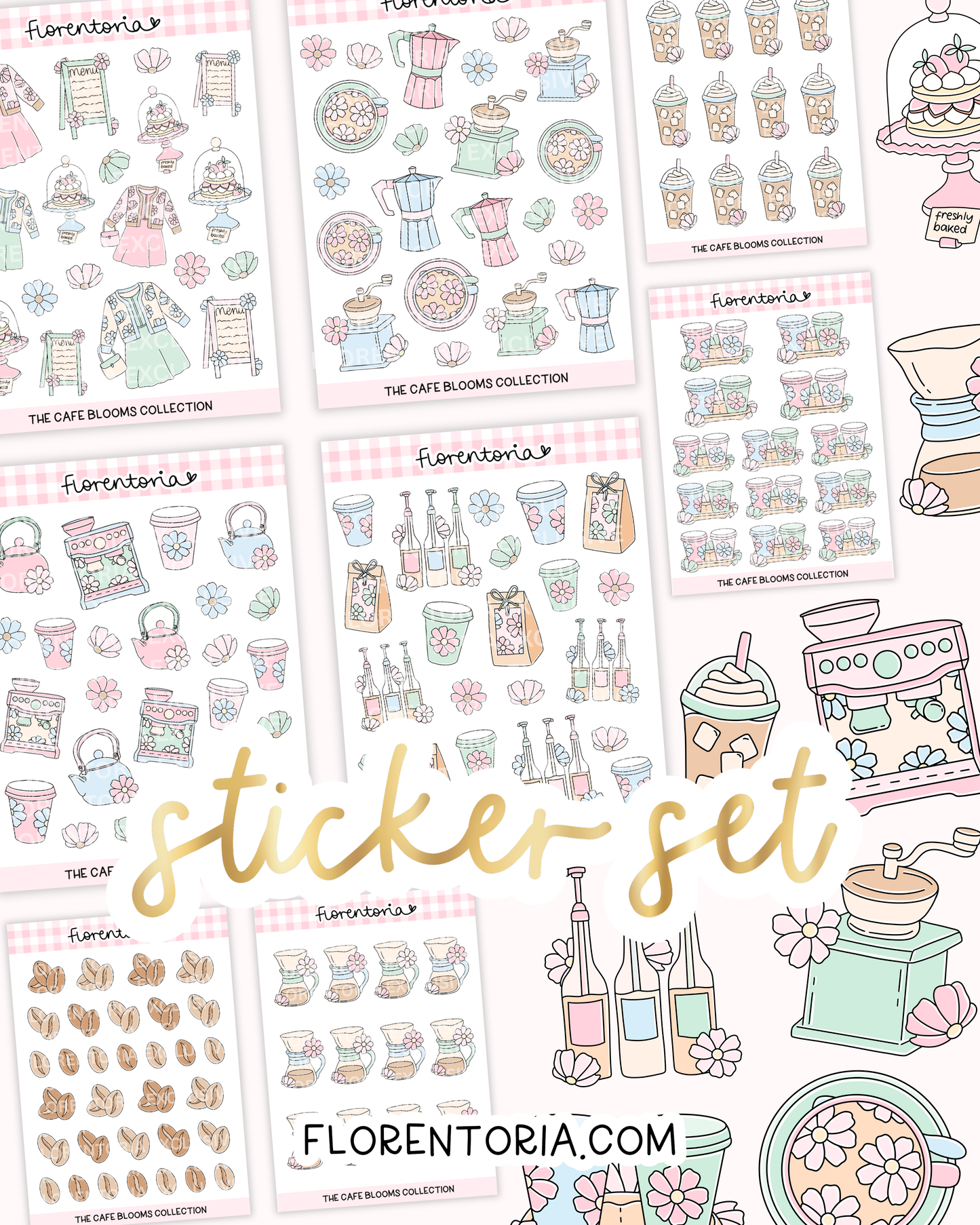 Cafe Blooms Sticker Set