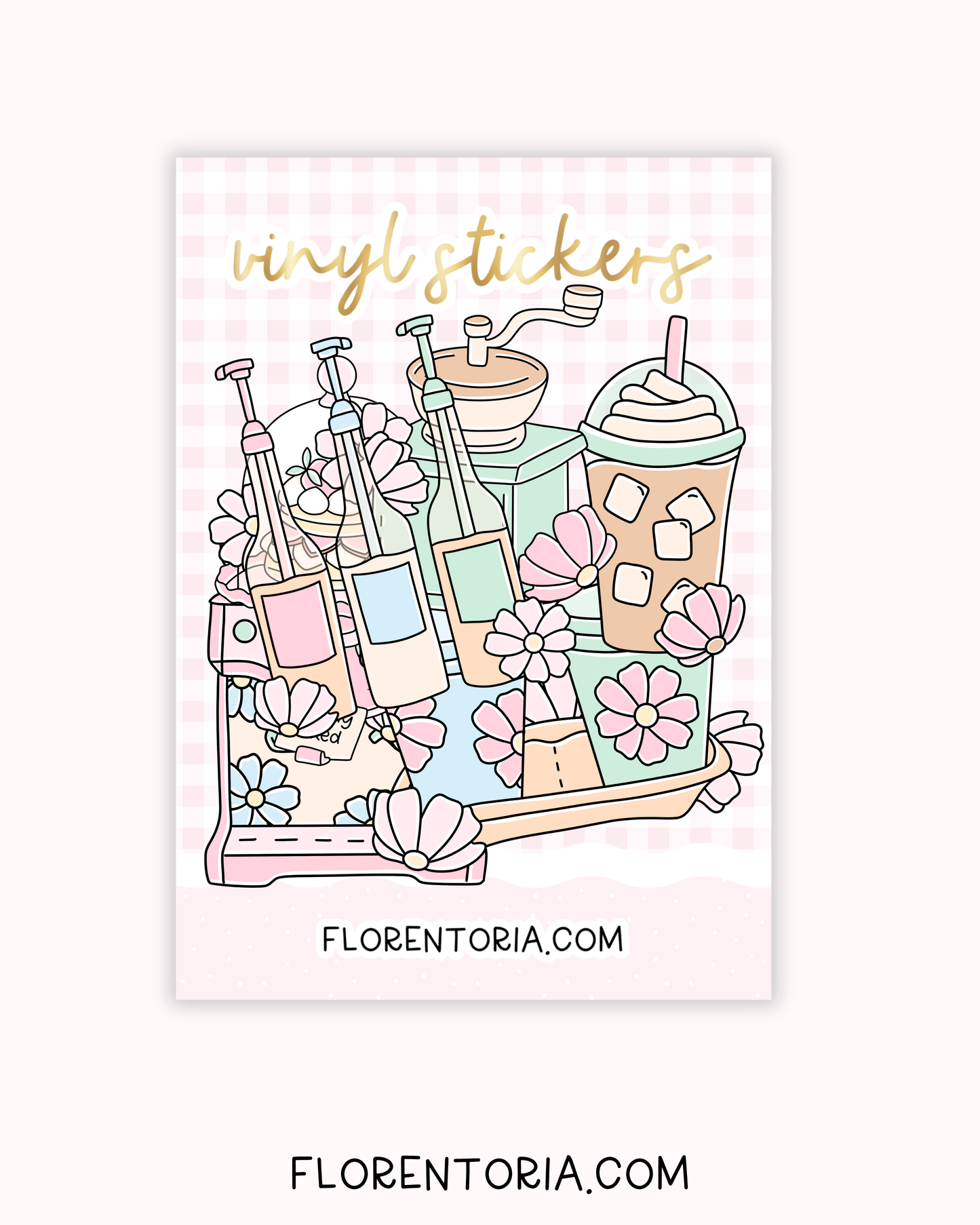 Cafe Blooms Set Of 8 Vinyl Stickers