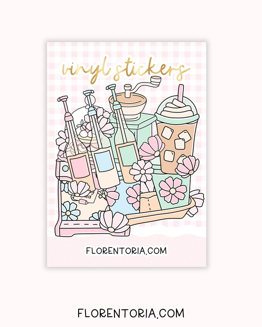 Cafe Blooms Set Of 8 Vinyl Stickers