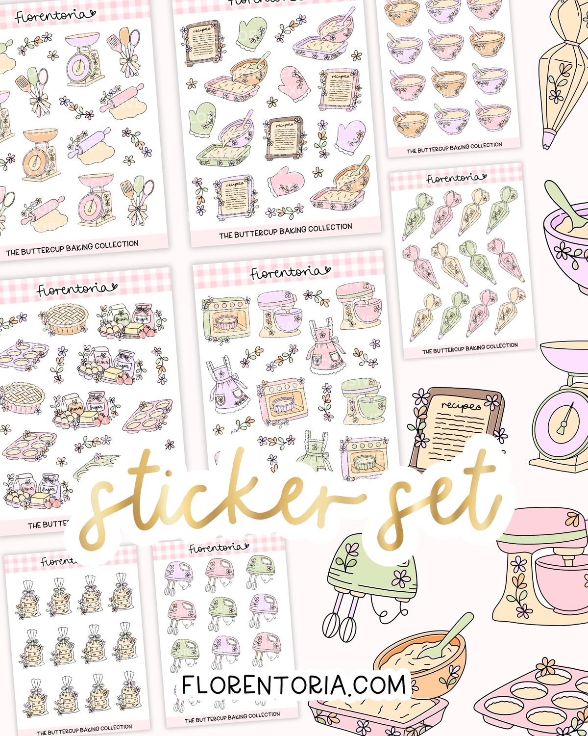 Buttercup Baking Sticker Set