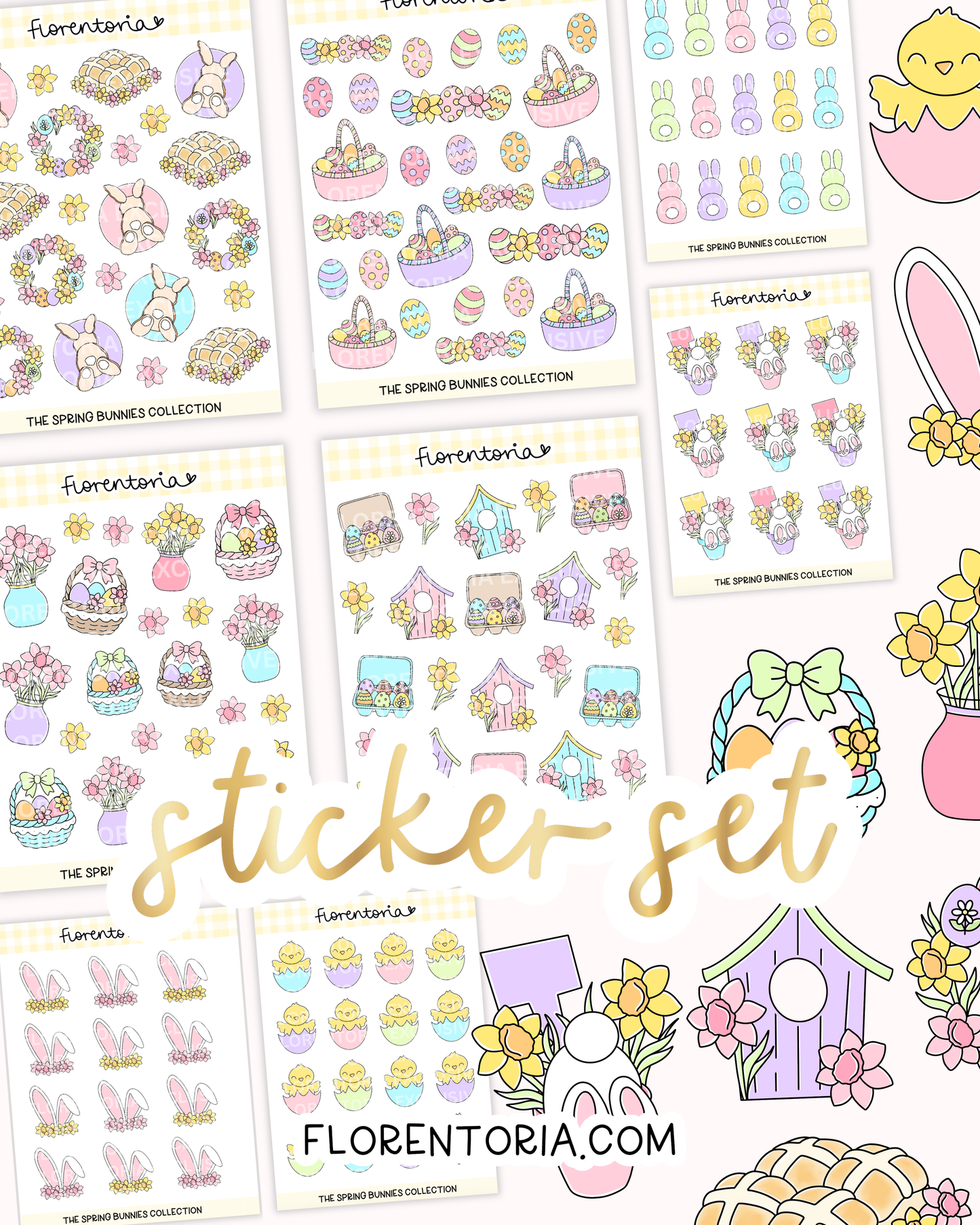 Spring Bunnies Sticker Set
